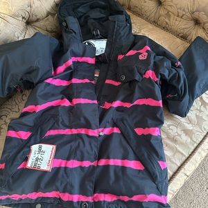 Ski jacket sessions brand black with pink strip